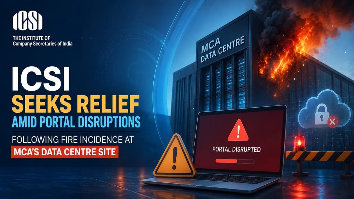 ICSI Seeks Relief Amid Portal Disruptions Following Fire Incident at MCA’s Data Centre Site