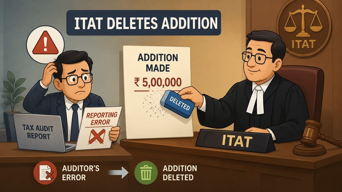 ITAT Deletes Addition Arising from Auditor’s Reporting Error in Tax Audit Report
