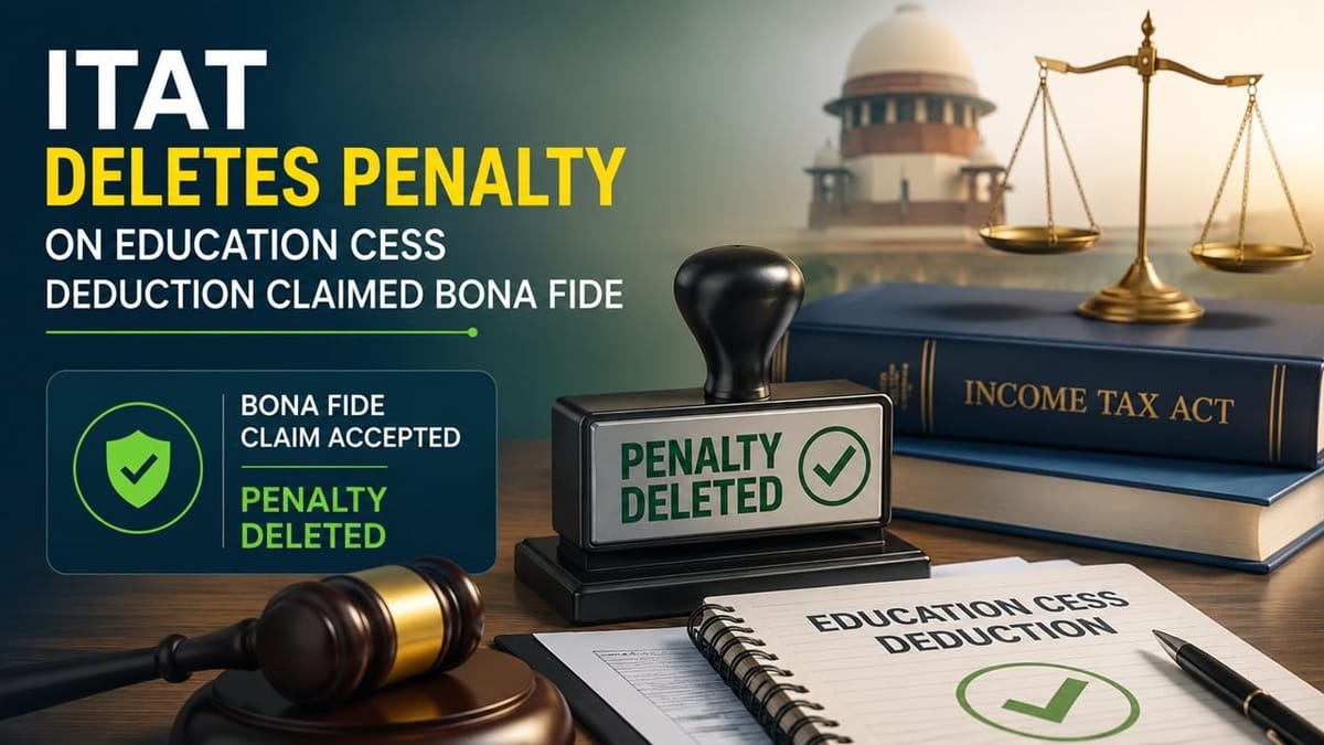 ITAT Deletes Penalty on Education Cess Deduction Claimed Bona Fide