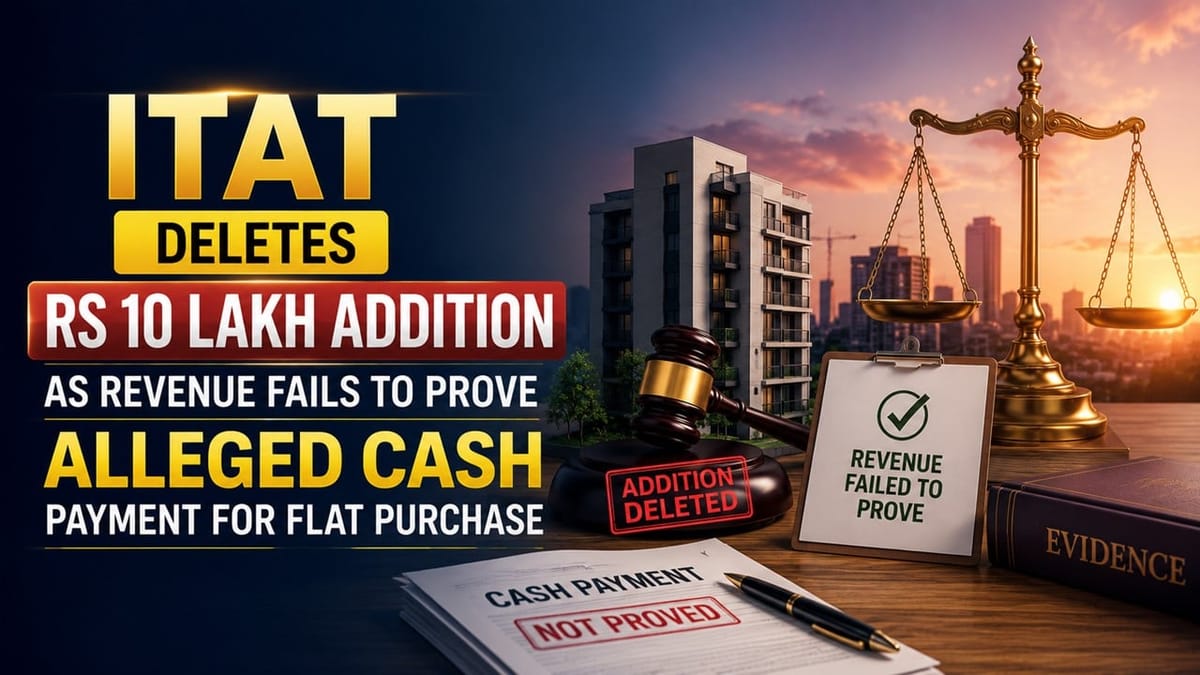 ITAT Deletes Rs 10 Lakh Addition as Revenue Fails to Prove Alleged Cash Payment for Flat Purchase