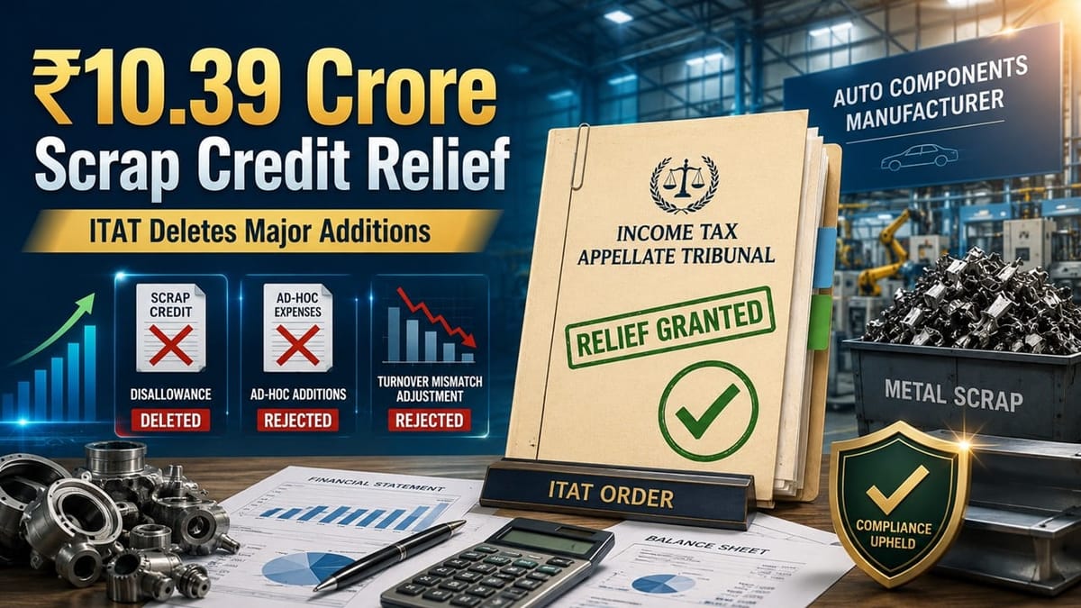 Auto Components Manufacturer Got Rs 10.39 Crore Scrap Credit Disallowance Deleted; ITAT Rejects Ad-Hoc Expense Additions and Turnover Mismatch Adjustment
