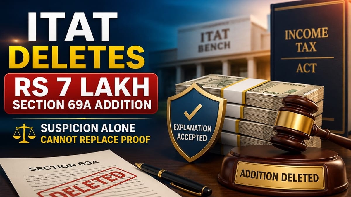 ITAT Deletes Rs 7 Lakh Section 69A Addition, Says Suspicion Alone Cannot Replace Proof