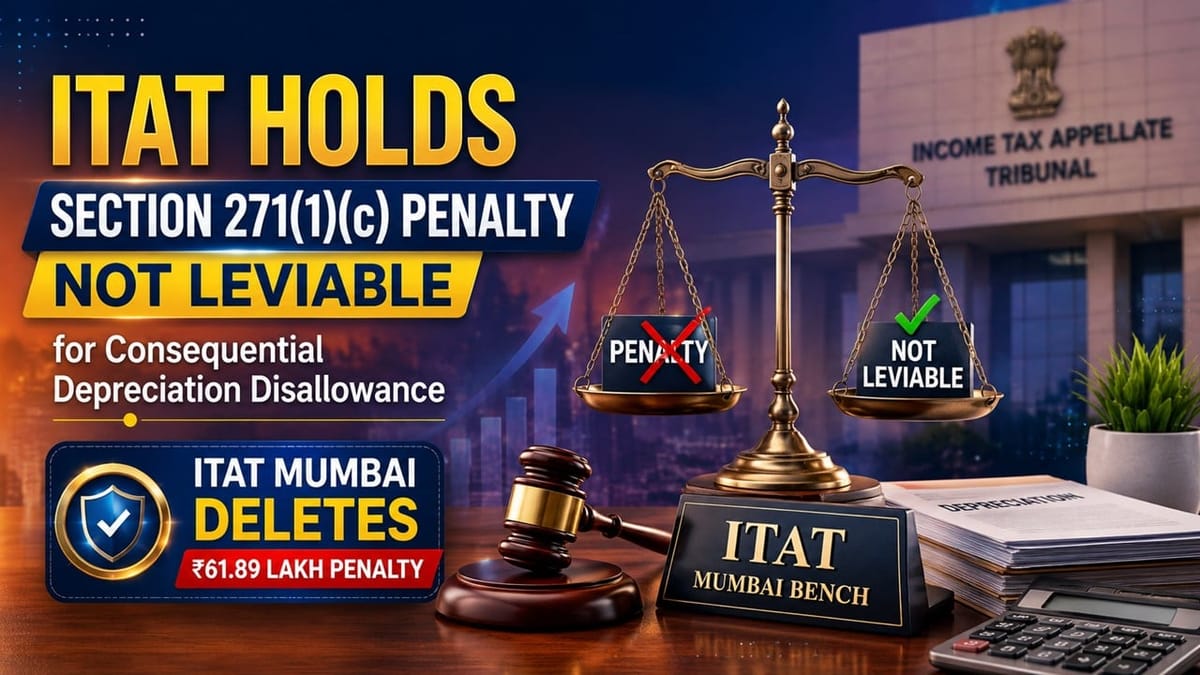 ITAT Holds Section 271(1)(c) Penalty Not Leviable for Consequential Depreciation Disallowance