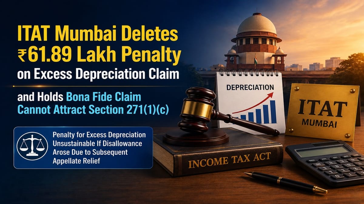 ITAT Deletes Penalty on Excess Depreciation Claim, Holds Bona Fide Claim Cannot Attract Section 271(1)(c)