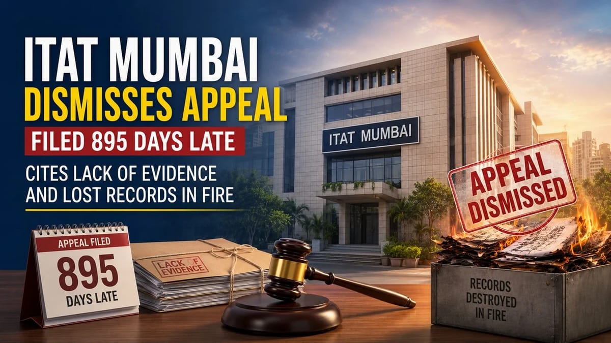 ITAT Mumbai Dismisses Appeal Filed 895 Days Late, Cites Lack of Evidence and Lost Records in Fire