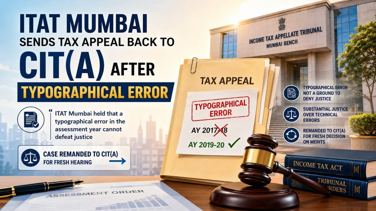 ITAT Mumbai Sends Tax Appeal Back to CIT(A) After Typographical Error