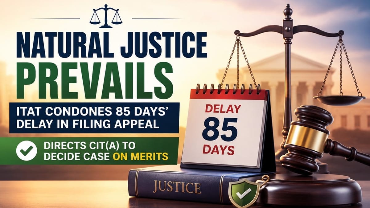Natural Justice Prevails: ITAT Condones 85 Days’ Delay in Filing Appeal; Directs CIT(A) to Decide Case on Merits