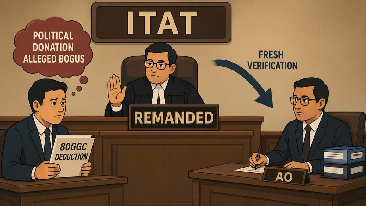 ITAT Remands Section 80GGC Deduction Dispute to AO for Fresh Verification of Political Donation Alleged as Bogus