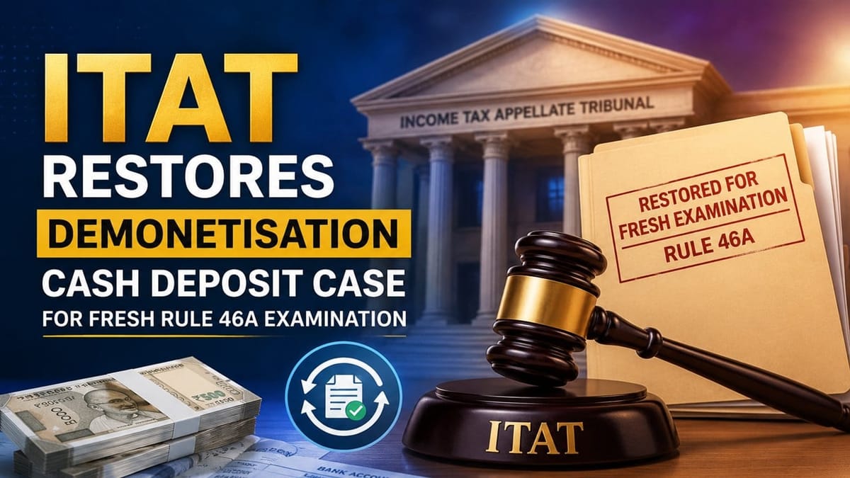ITAT Restores Demonetisation Cash Deposit Case for Fresh Rule 46A Examination
