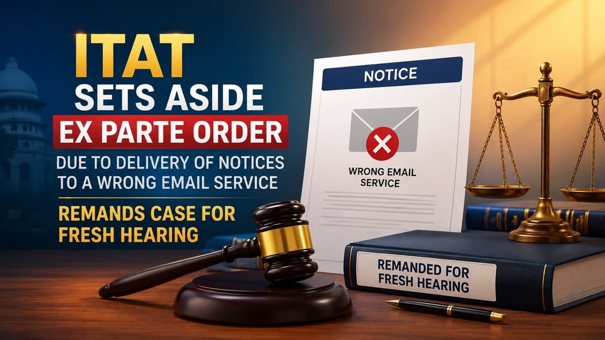 ITAT Sets Aside Ex Parte Order Due to Delivery of Notices to a Wrong Email Service; Remands Case for Fresh Hearing