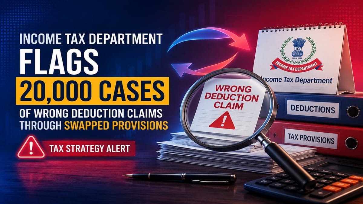 Income Tax Department Flags 20,000 Cases of Wrong Deduction Claims Through Swapped Provisions Tax Strategy