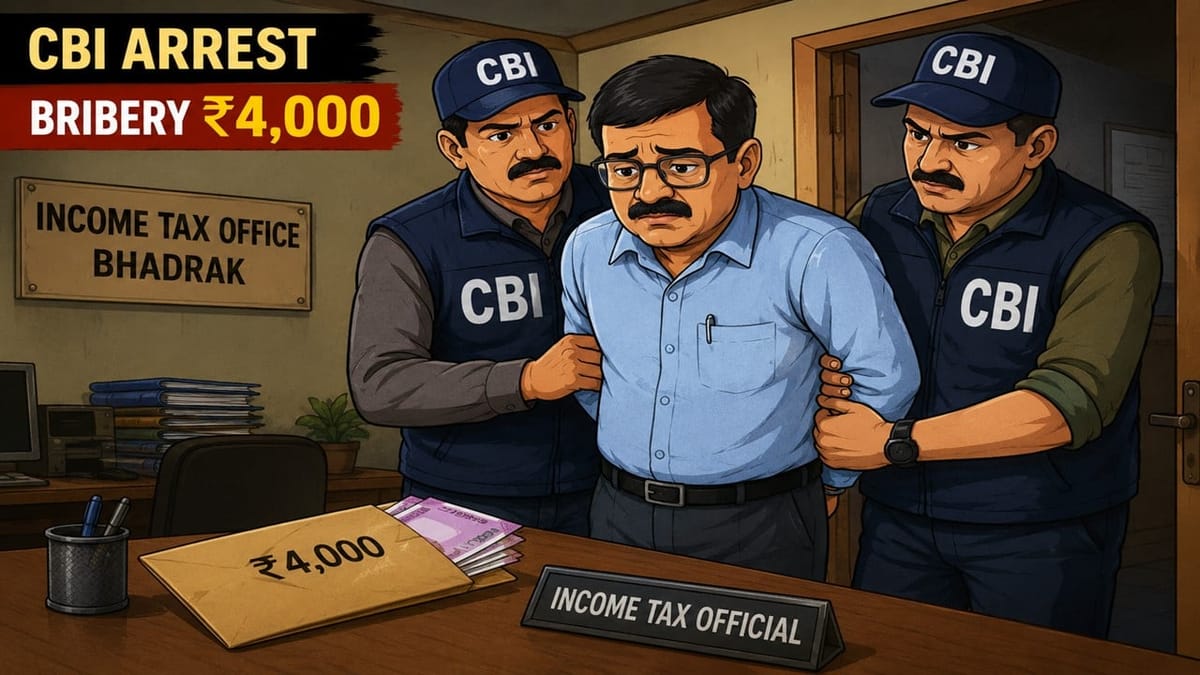 Income Tax Official in Bhadrak Held by CBI in Rs 4,000 Bribery Case