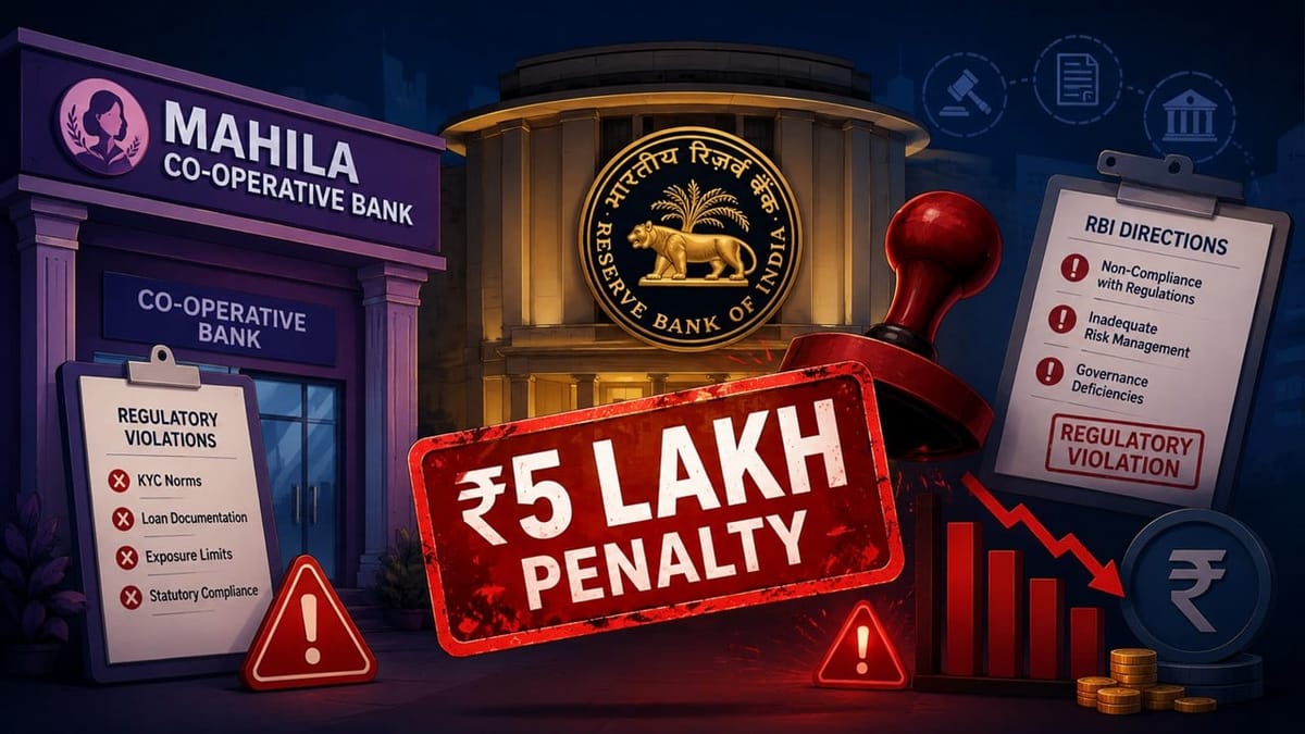 RBI Imposes Rs 5 Lakh Penalty on Mahila Co-operative Bank for Regulatory Violations