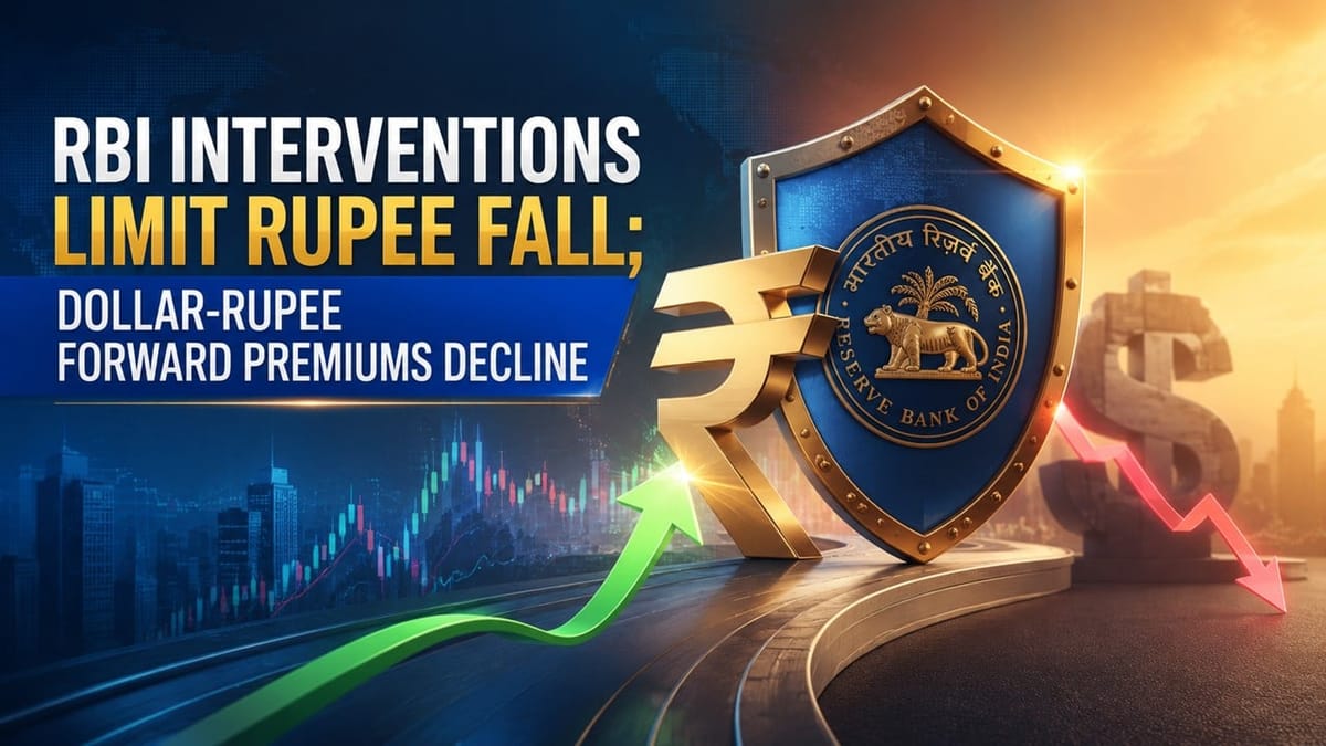 RBI Interventions Limit Rupee Fall; Dollar-Rupee Forward Premiums Decline