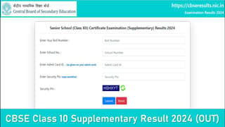CBSE Class 10th Supplementary Result 2024 (OUT): CBSE Class 10th Supplementary Result Released at cbse.gov.in