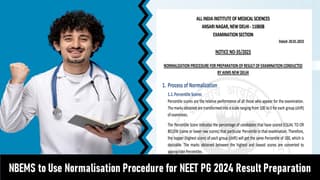 NBEMS Issues Notice on Normalisation Procedure for NEET PG 2024 Result Preparation