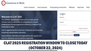 CLAT 2025: CLAT 2025 Registration Window Closes Today (October 22), Apply at consortiumofnlus.ac.in