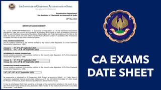 CA Exams Breaking: ICAI announces Date Sheet of September 2025 Exams
