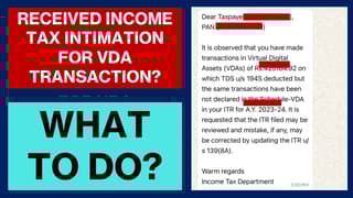 Income Tax Department Sending Bulk Notices for Crypto Transactions