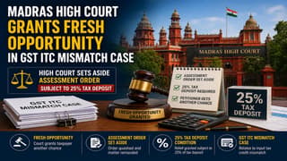 Madras High Court Grants Fresh Opportunity in GST ITC Mismatch Case