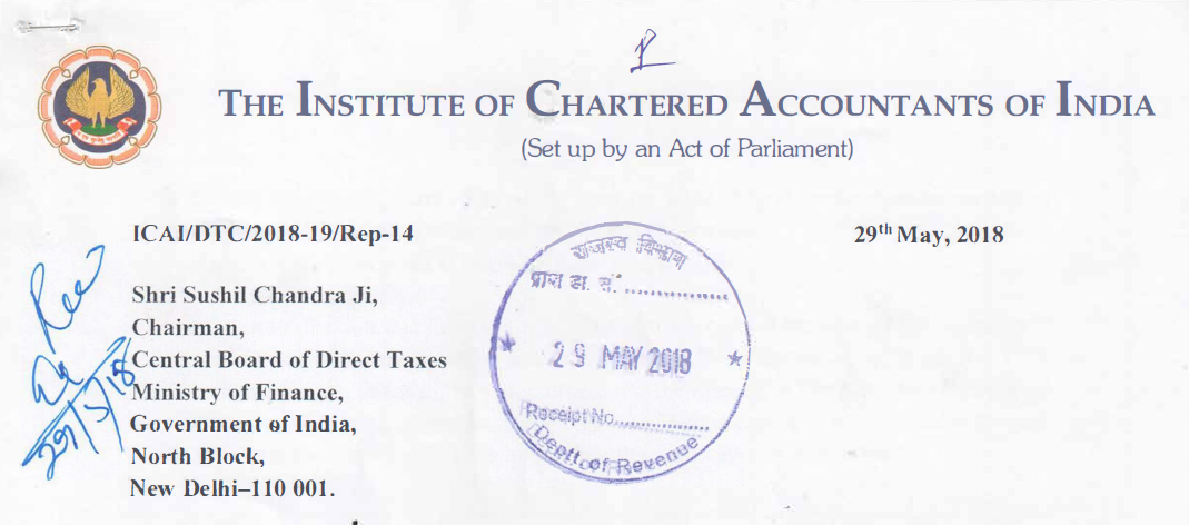 Representation submitted to CBDT by Direct Taxes Committee of ICAI for making Chartered Accountants ineligible to determine the FMV of unquoted equity shares.
