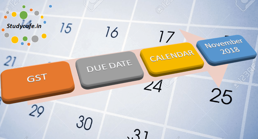 Due date calendar of November 2018 | GST Due date calendar for November 2018