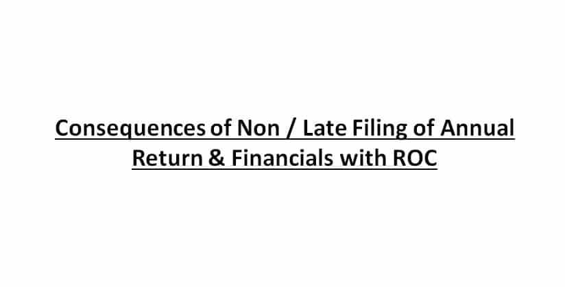 Consequences of Non / Late Filing of Annual Return & Financials with ROC