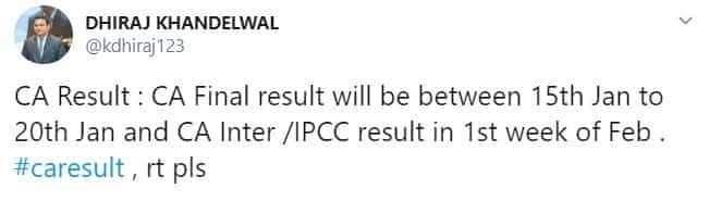 CA Result : CA Final result to be declared between 15th to 20th Jan 2020