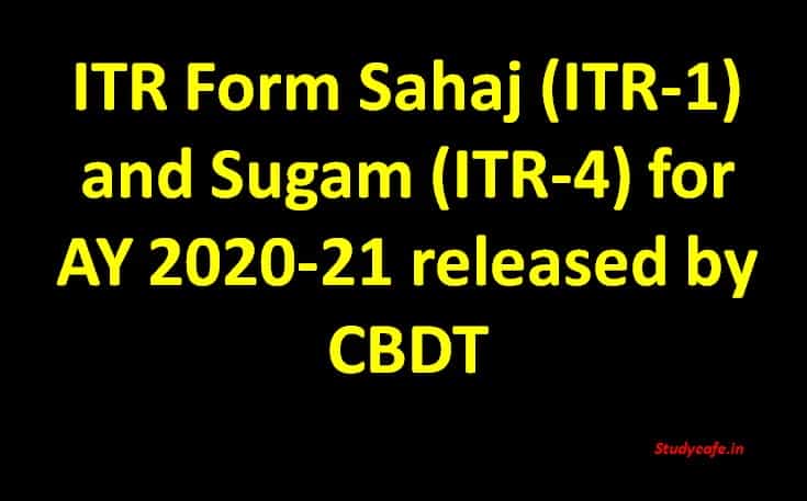 Download ITR Form Sugam (ITR-4) for AY 2020-21