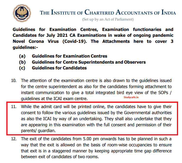 CA Students appearing for Exams to undertake full consent of their parents: ICAI