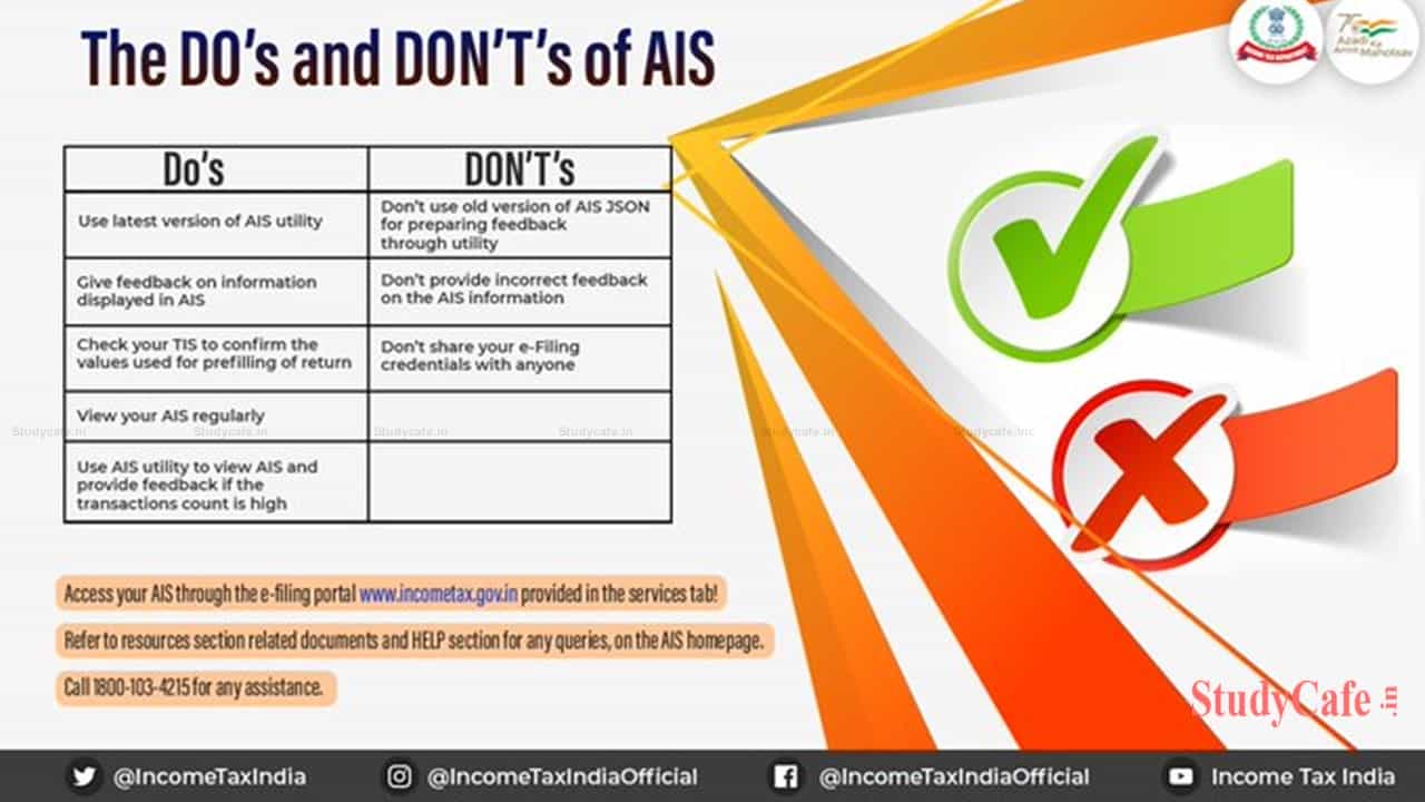 DO’s and DON’T’s that should be followed by the Taxpayers to get Impeccable Experience in the AIS Utility