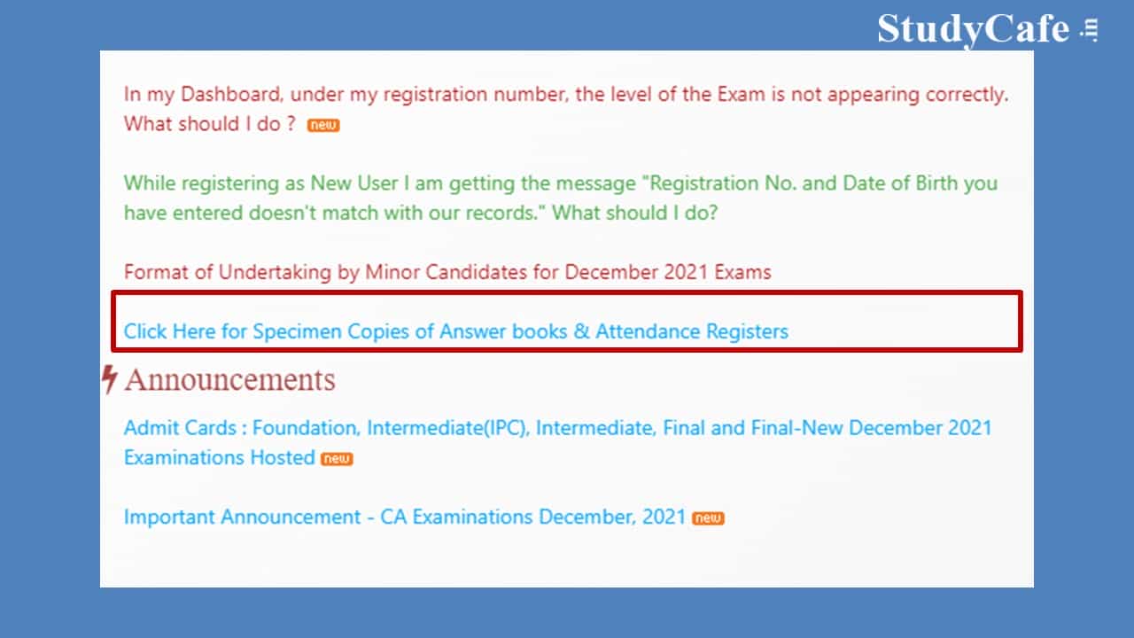 ICAI notifies Changes in Answer Sheet of Dec 2021 Exam