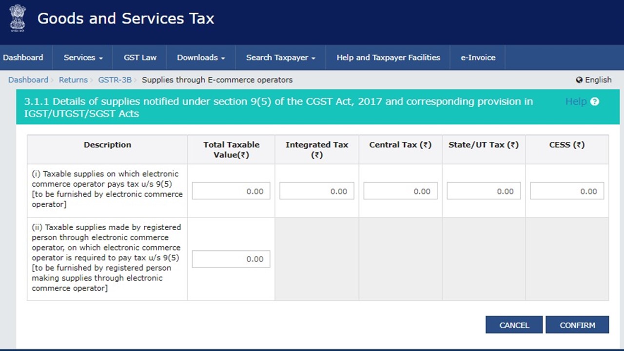 Table 3.1.1 GSTR3B