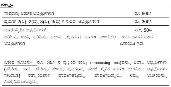 KPSC CSI Rectt Exam Fee