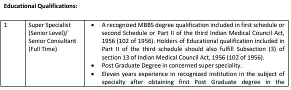 TS ESIC Recruitment Eligibility Criteria