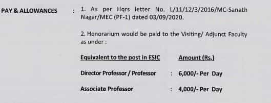 ESIC VF AF Monthly Honorarium