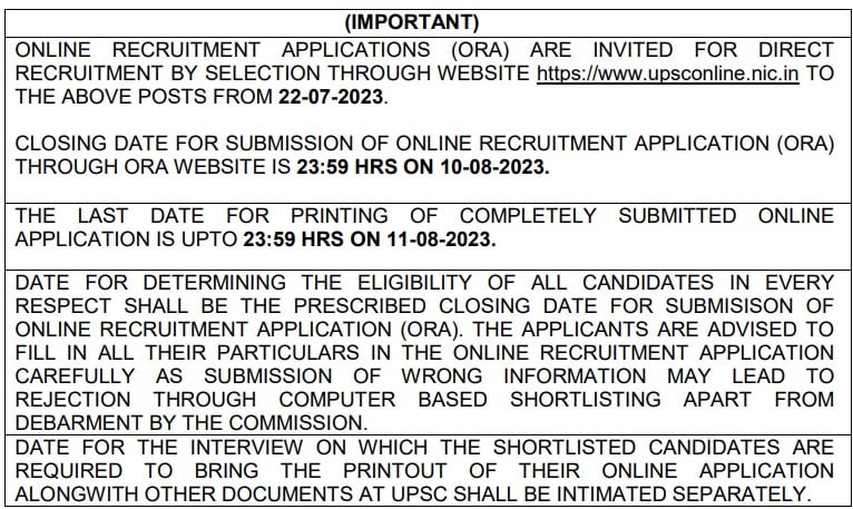 UPSC Recruitment 2023