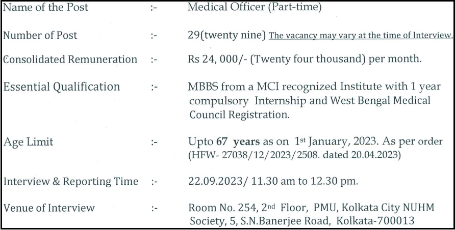 NHM West Bengal Recruitment Notification for Para Medical Jobs 2018