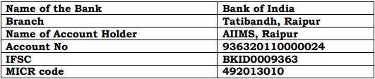 account number aiims raipur recruitment 2024