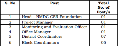 vacacies for NMDC recruitment 2024