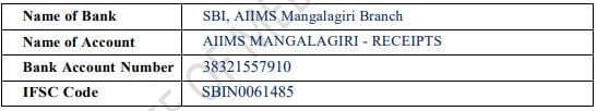 Application Fee for AIIMS Mangalagiri Recruitment 2024