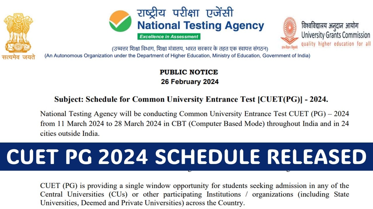 CUET PG 2024: Subject-Wise Schedule for CUET PG Released, Get Direct Link to Download PDF