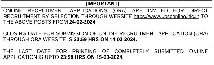 Important Dates for UPSC Recruitment 2024