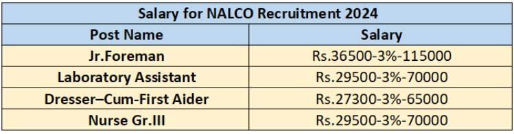 salary for nalco recruitment 2024