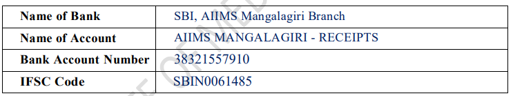 Account Details for AIIMS Mangalagiri Recruitment 2024