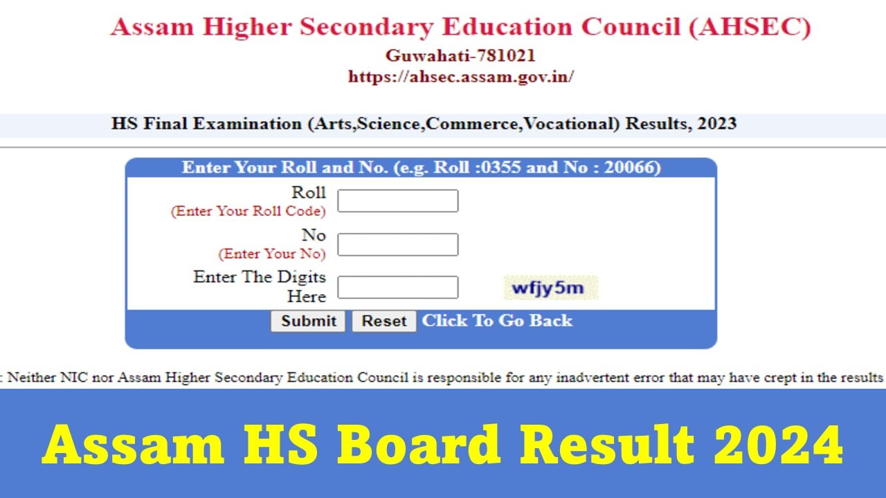Assam HS Board Result 2024 Live Update: AHES to Announce Class 12th Result at resultassam.nic.in