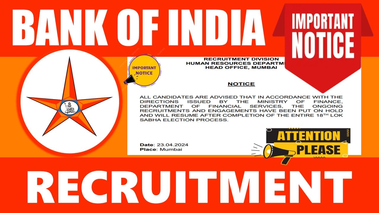 Bank of India Recruitment 2024: Important Notification of BOI Regarding Ongoing Recruitment