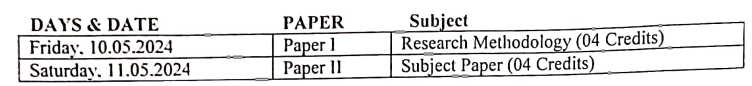 Exam Schedule of PhD Course 2023