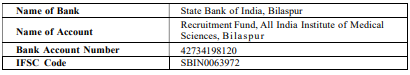 Application Fee for AIIMS Bilaspur Recruitment 2024
