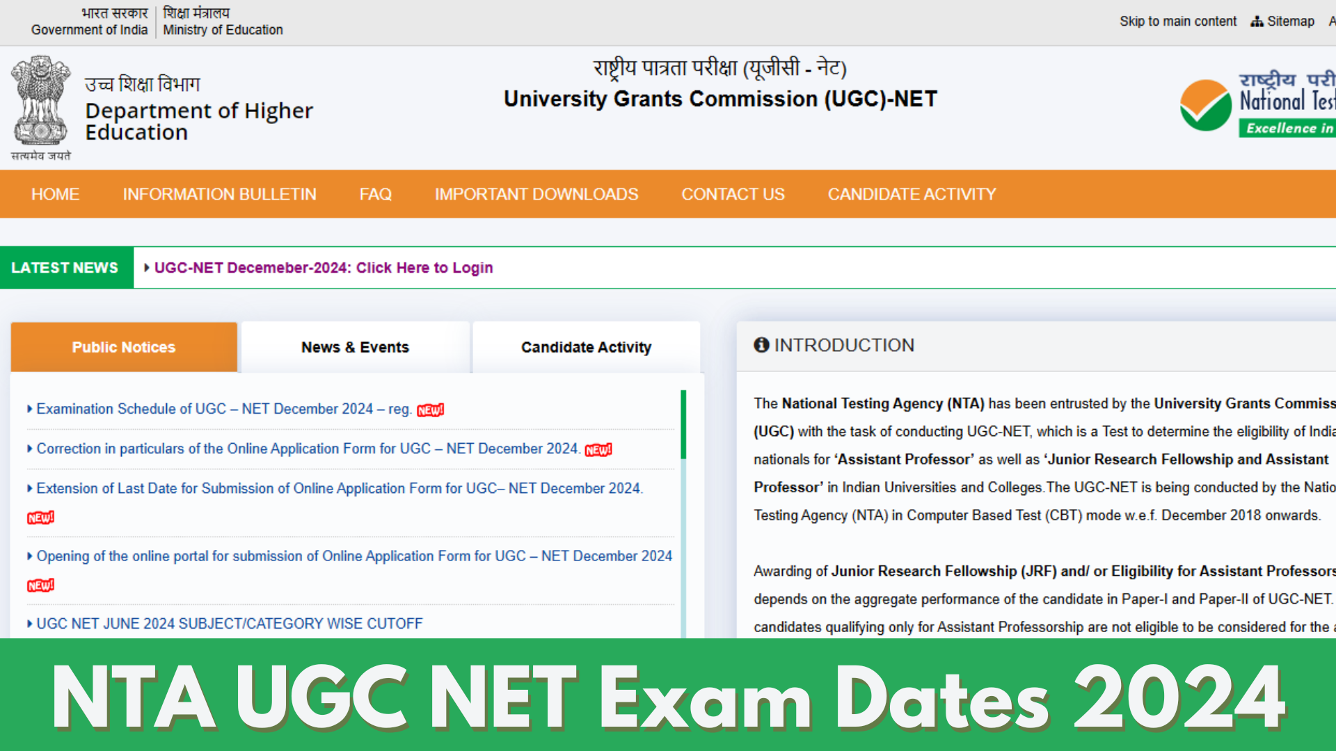 UGC NET Exam Dates 2024: Check Subject-wise Exam Dates and Related Information